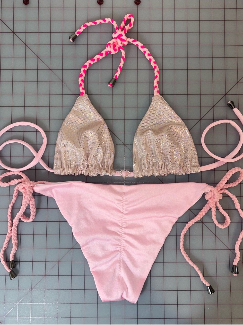 Elle Woods Braided Strap Pink Handmade Bikini